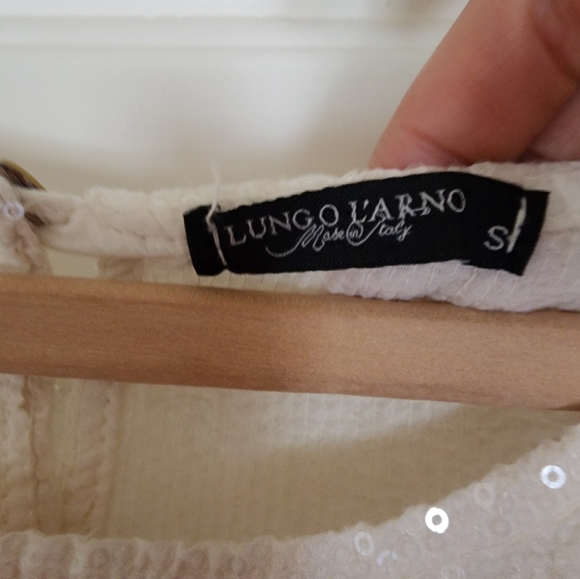 Lungo L'Arno Linen  Shift Dress Sequins Beach Resort Event Size Small - Picture 5 of 9